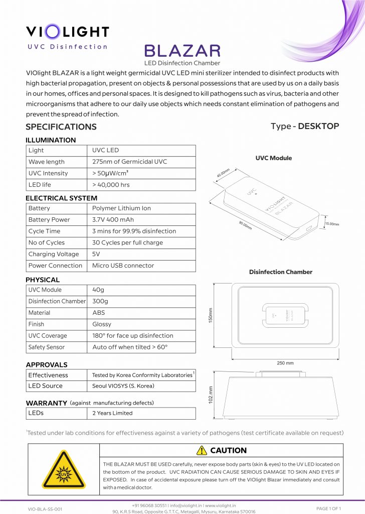 UVC light Disinfection