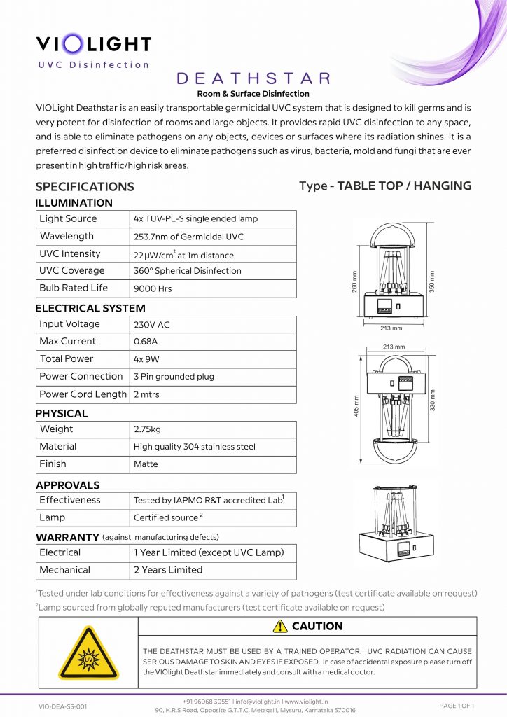 UVC light Disinfection
